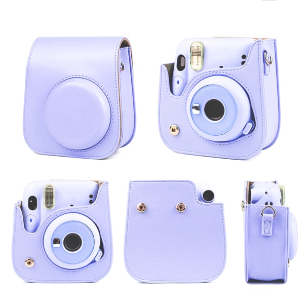 PU lædertaske med skulderrem til Fujifilm Instax Mini 11 CameraPurple