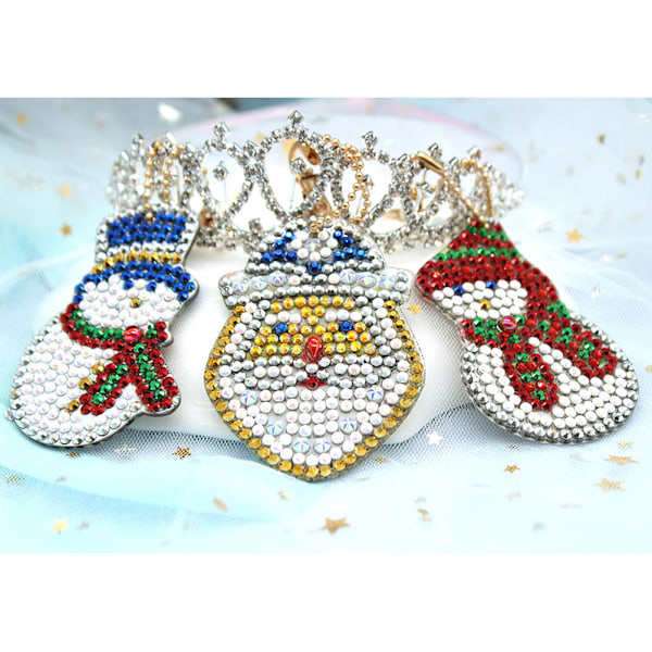 8 kpl/setti joulu DIY Rhinestone avaimenperä lapselle 5D DIY Rhinestone maalaus avaimenperä riipus