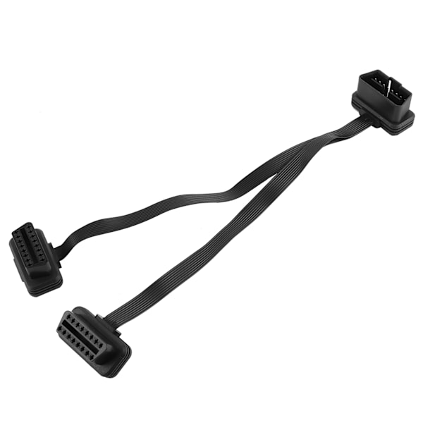 16-Pin OBD Förlängningskabel Rak Hane till Dubbel Rak Hona Y-Splitter Adapterkontakt OBD2 Vinkel Platt Kabel 0,3 Meter