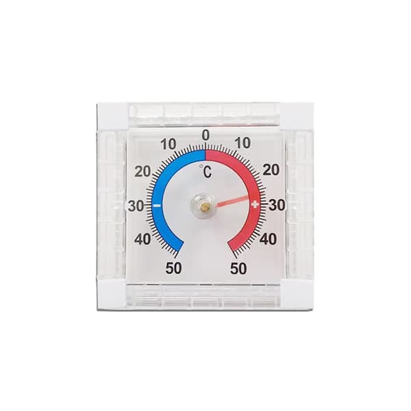 Innendørs/utendørs termometer med klebefunksjon -50° til +50°C, 7,5*7,5cm
