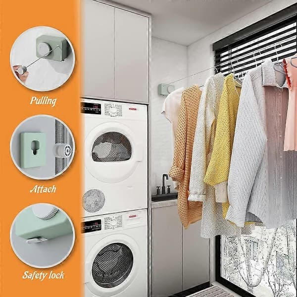 Retractable Clothesline for Indoor Use, Wall-Mounted Laundry Line for Indoor Use