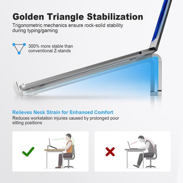 Vikbart laptopställ (Silver) – Universellt stativ med ventilation