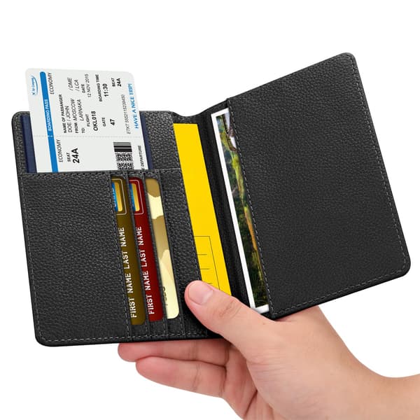 Passfodral Reseplånbok RFID-skydd PU Läder Kortfodral Omslag