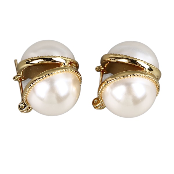 1 Par Falska Pärlörhängen Retro Elegant Glansiga Ljus Koppar Nål Pärlörhängen för Kvinnor Flickor Fest Bröllop