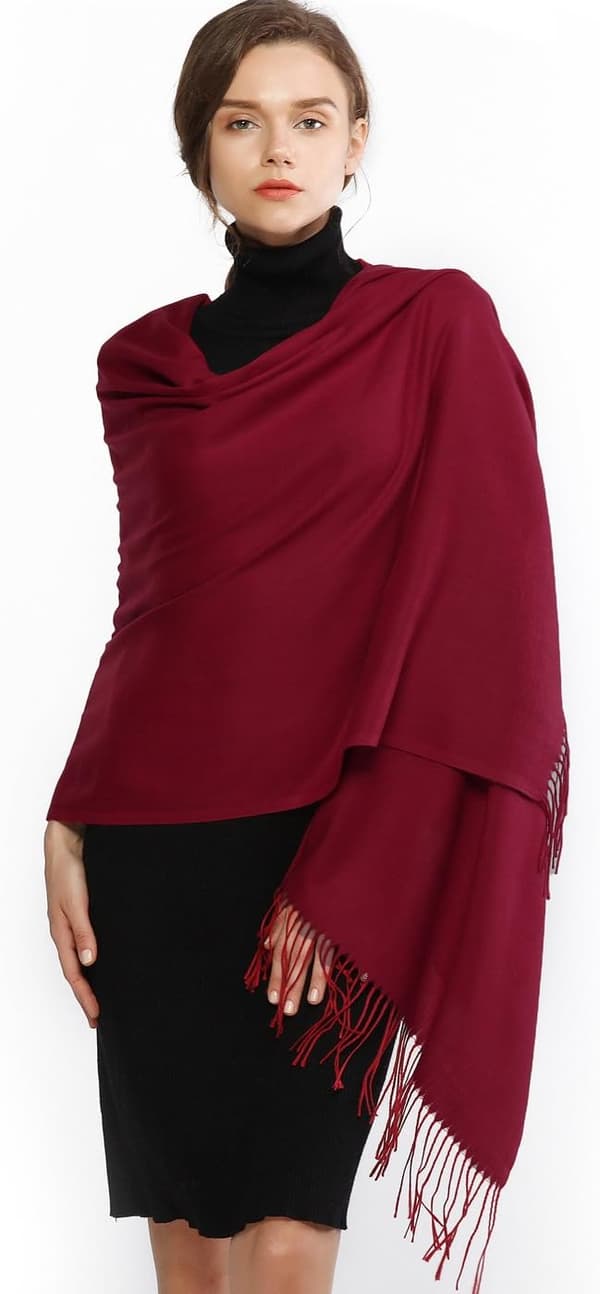 Skjerf til dame Pashmina sjal og omslag til bryllup Skjerf til dame Vinter Burgundy