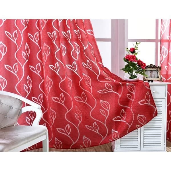 2 läpinäkyvän verhon setti - Sisustus - 100 x 250 cm - Punainen Red