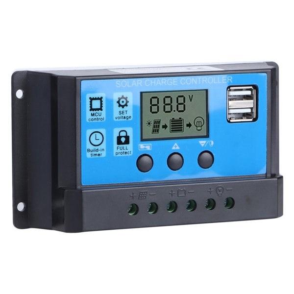 60A Solar Charge Controller med Dobbelt USB-Port 5V Auto PWM LCD-Display Solpanel Batteri Regulator