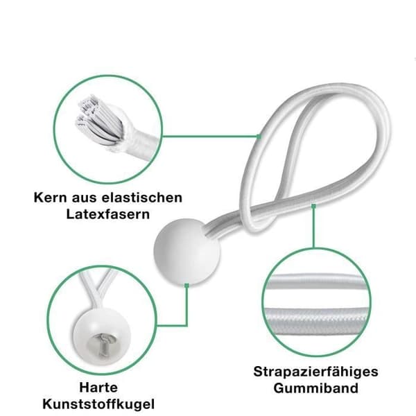 Presenningsstrammere - Pakke med 50 - 20CM Ekspansjonsstropper - Hvit 20 cm White
