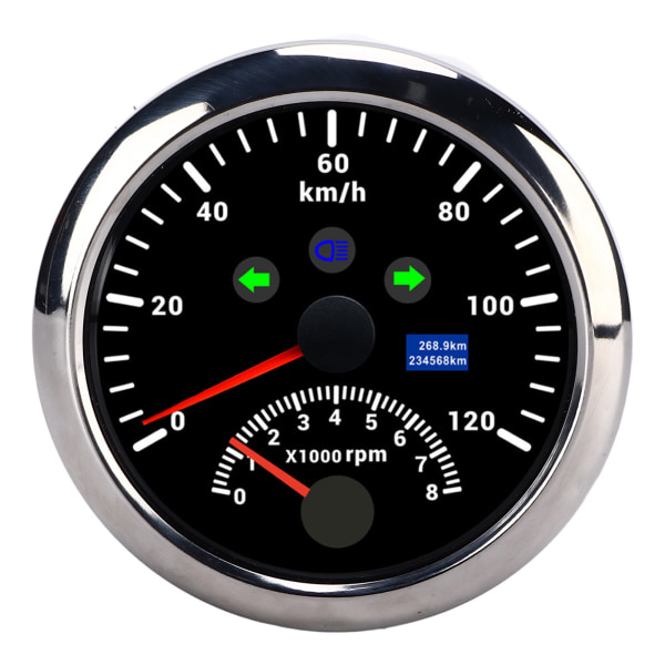 85 mm 120 km/h GPS Hastighetsmätare 0‑8000rpm Varvräknare Mätare LCD Röd bakgrundsbelysning för bilbåt Yacht RV Lastbil Svart