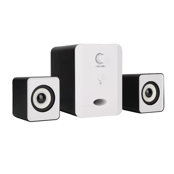 USB-drevet desktop-højttaler computerhøjttaler med subwoofer til PC bærbar tablet desktop blændende version sort hvid