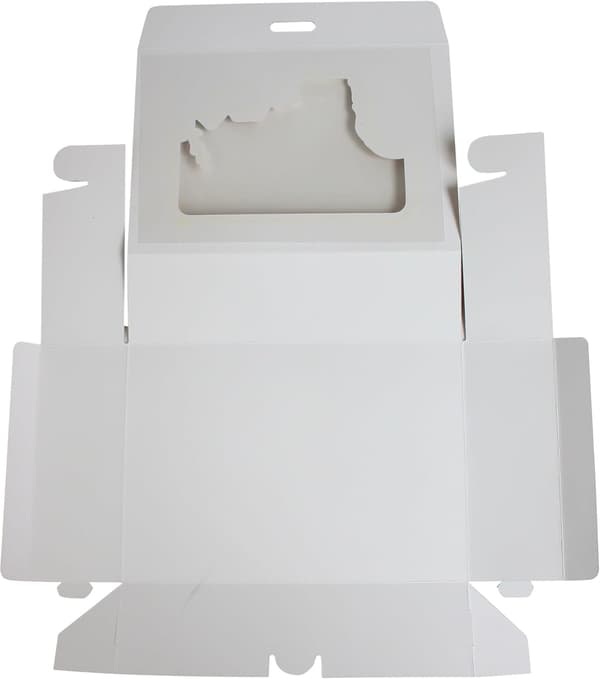 12-pack Presentaskar, 23 cm x 17 cm x 7 cm, Julröd Vit Tomteask med Transparent Lock
