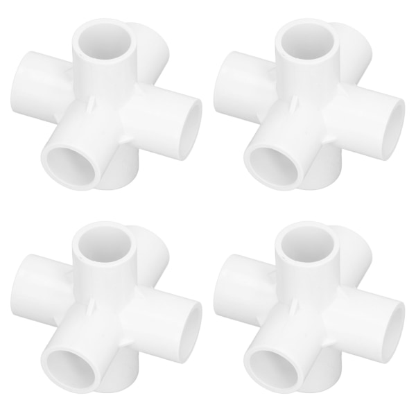 10 stk. 6-vejs rørfittings PVC-plast rør hjørnealbue konnektor 20mm indvendig diameter hvid