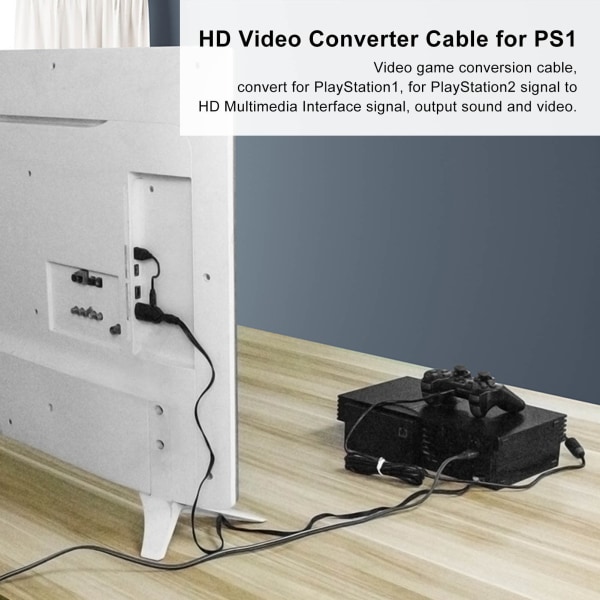 PS1 til HD multimedieinterfacekabel - Plug and Play-spilkonsolvideokonverteringskabel til PS2