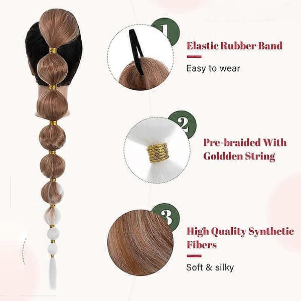 2-pack Bubble Lantern Braid Wrapped Ponytail Hair Extension 86 cm