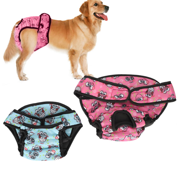 2 stk bløde åndbare hundefysiologiske bukser Justerbare hundekæledyrsundertøj Trusser Shorts (Pink Blue S)