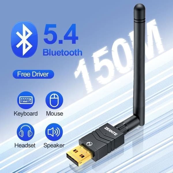 150M USB Bluetooth 5.4 trådløs dongle til Windows 11/10/8.1/7 højttaler musik lydmodtager sender med strøm