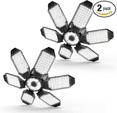 Garagelys - 32000LM LED Garagelofterlys 6500K Dagslys | Superklart LED Værkstedlys med 6 Deformerbare Paneler Skrues i E26/E27 Pære 150W - 4Pack