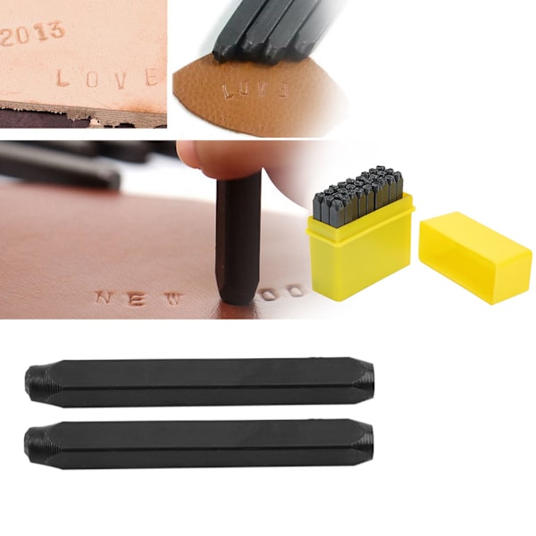 4mm Craft Letters A-Z Punch Stamps Set Høj Kulstof Stål Metal Læder Værktøjssæt Etui