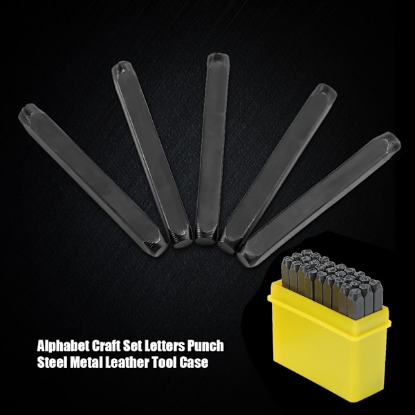 4mm Craft Letters A-Z Punch Stamps Set Høj Kulstof Stål Metal Læder Værktøjssæt Etui