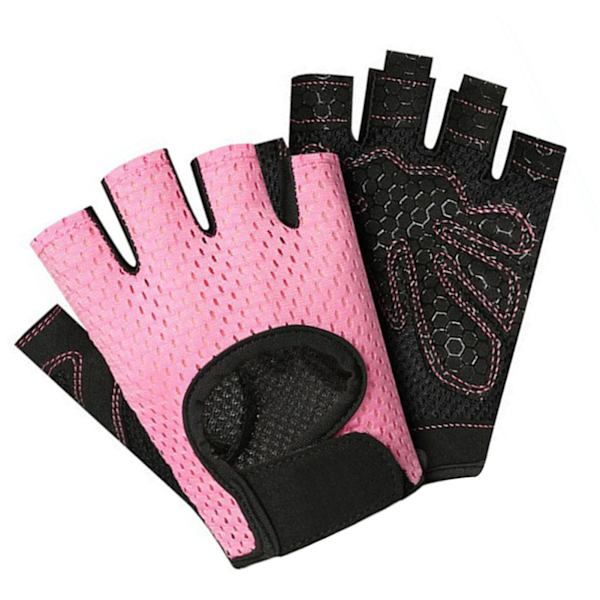 Träningshandskar för Fitness, Armbandsövningar för Män och Kvinnor, Handskar för Viktlyftning, Cykling, Träning, Halvfinger, Rosa, Storlek M