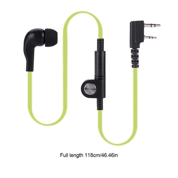 2 väriä 2-nastainen kuuloke PTT Walkie Talkie kuulokkeet litteä kaapeli kuuloke mikrofoni kuulokkeet (vihreä)
