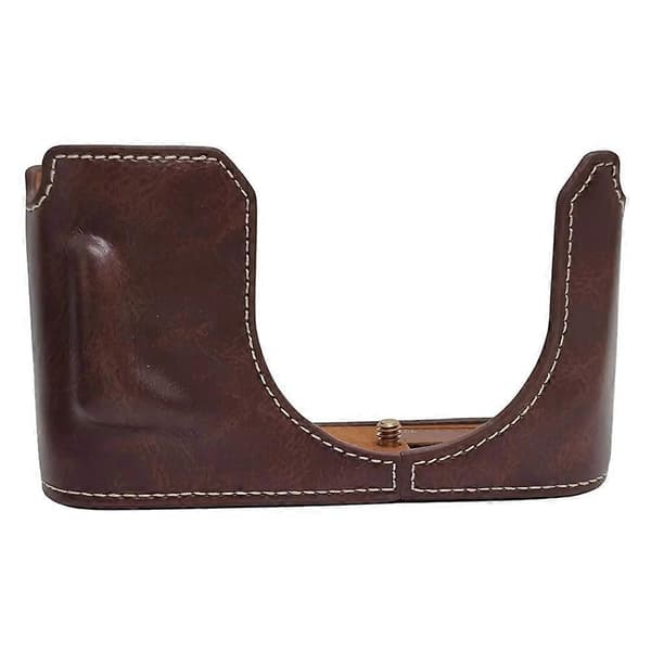 s8M Leather Case for Leica Q3 Camera, Bottom Case, Easy Battery Replacement - Coffee