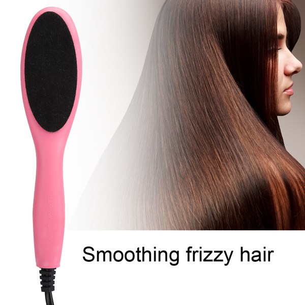 Mini Elektrisk hårbørste Hurtigoppvarming hårkam hårutrettingskam Rosa EU-plugg 220V