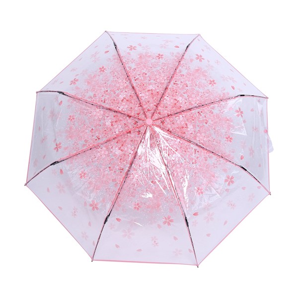 1 stk. Transparent sammenfoldelig paraply Fashionable Princess paraply Kirsebærblomst # Pink