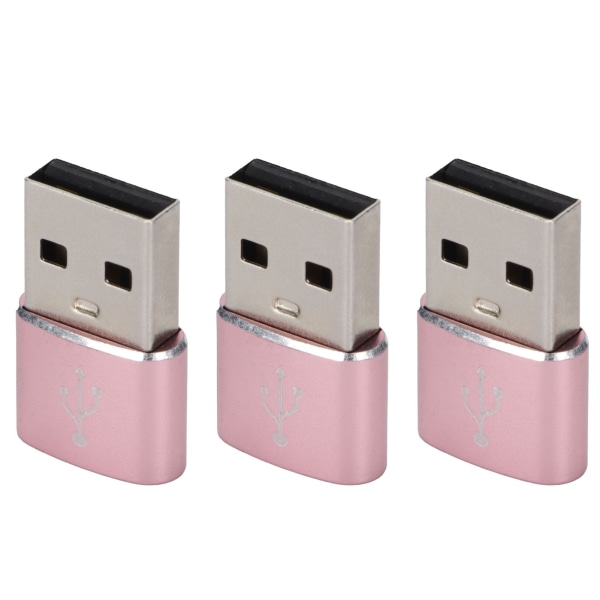 3 Pack USB 2.0 han til TypeC hun U disk adapter Metal USB til TypeC adapter til bærbar mobiltelefon (pink)