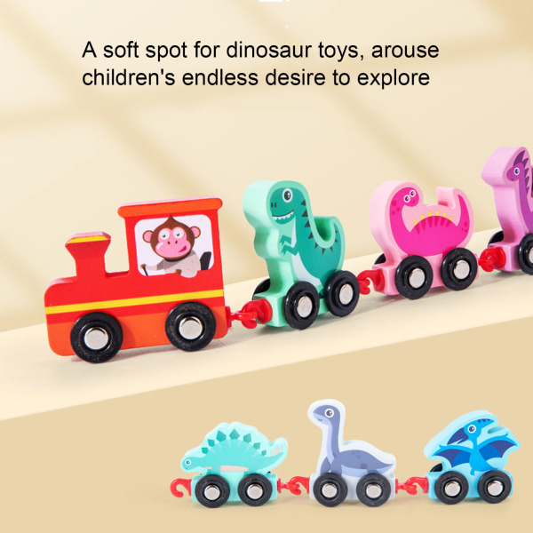 11 st Dinosaurie set Tecknad trädinosaurie tåg med siffror Småbarnsutbildning Byggstenar Leksaksbil