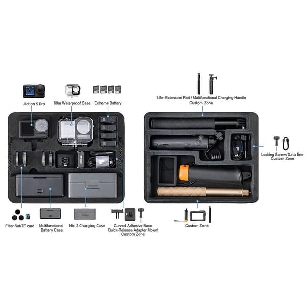 STARTRC 1151770 Waterproof PP Carrying Case for DJI Osmo Action 5 Pro, Camera Bag, Storage Box