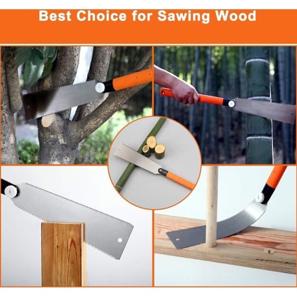 Japanese Double Edge Hand Saw - Replaceable Flexible Blade Chainsaw for Woodworking, Orange