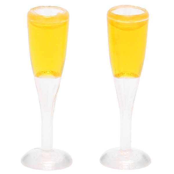 2 stk Dukkehus Champagneglass Modell Miniatyrbar Pub ChampagnekoppleketøytilbehørChampagneglass