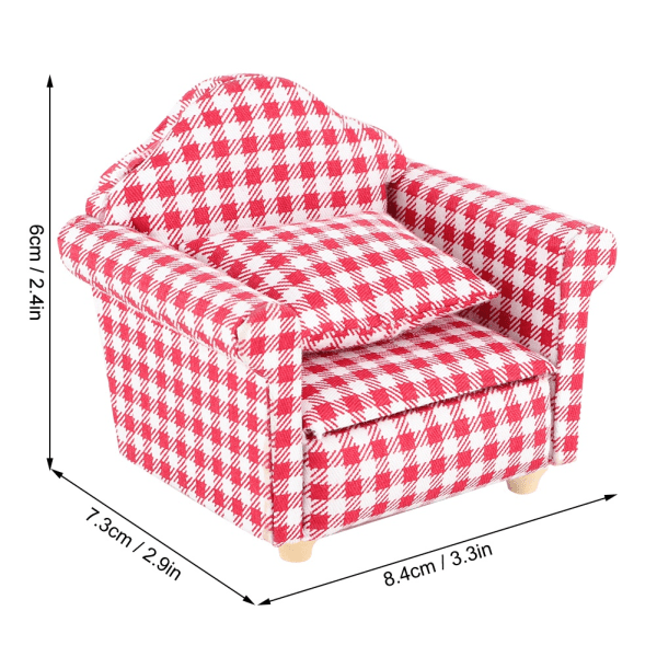 Enkelt sofa lenestol i miniatyr med pute for 1:12 dukker Gjør-det-selv-dukkehustilbehør (#1)