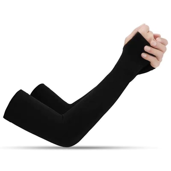 3 par Arm Sleeves för Sommar utomhus Sol UV-skydd Kylande Is Silke Kompression Arm Sleeve för Män Kvinnor Svart