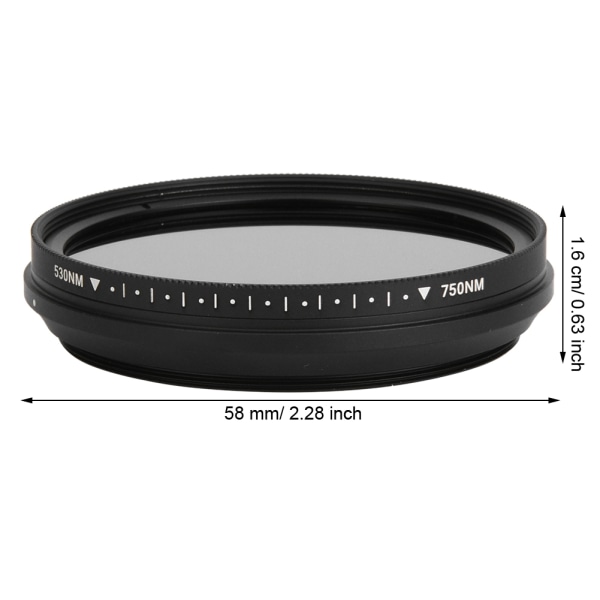 FOTGA 58mm säädettävä optinen infrapuna-linssisuodatin 530-750nm DSLR-kameran IR-valokuvaukseen