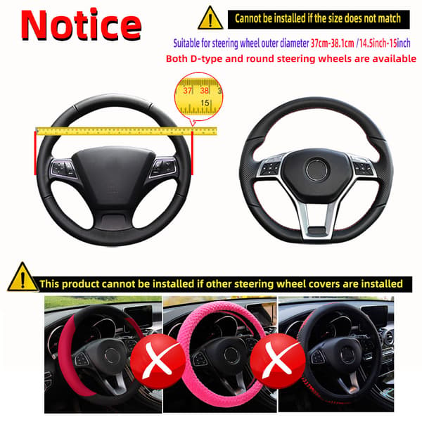 Åndbart is-silke 3D massage net ratovertræk uden indre kant, egnet til 14,5-15 tommer rat. pink