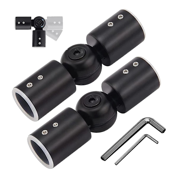 Adjustable 1 Inch Bay Window Curtain Rod Corner Connector, Set of 2