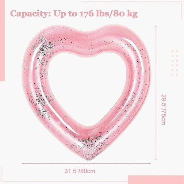 Heart-shaped Pool Float, 2 Pcs Inflatable Pool Float for Kids and Adults