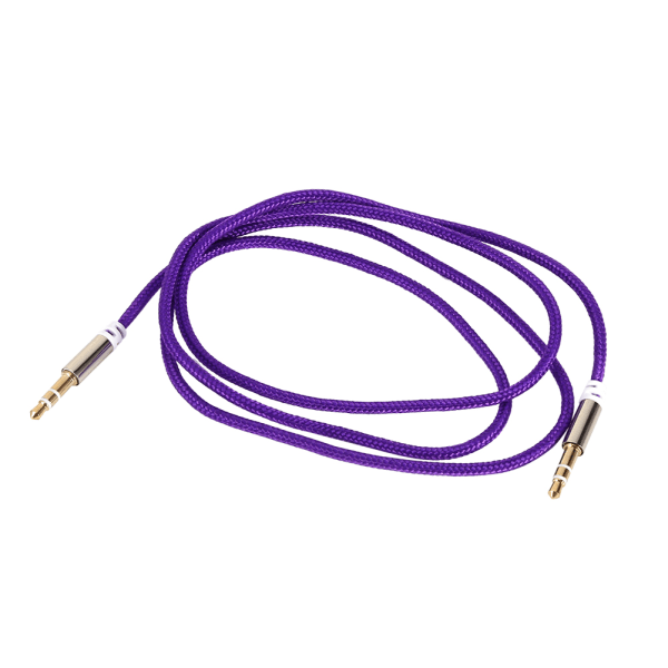 Äänikaapelin sovitinpistoke 3,5 mm AUX-kaapeli uros-uros auton apujohto stereokaapeli violetti
