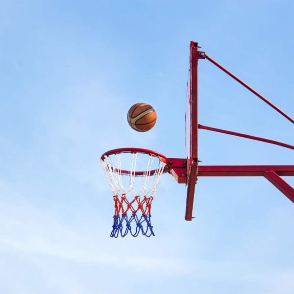 Todelt basketballnett, trefarget nylon basketballnetttilbehør, erstatningsbasketballnett, egnet for innendørs og utendørs sport