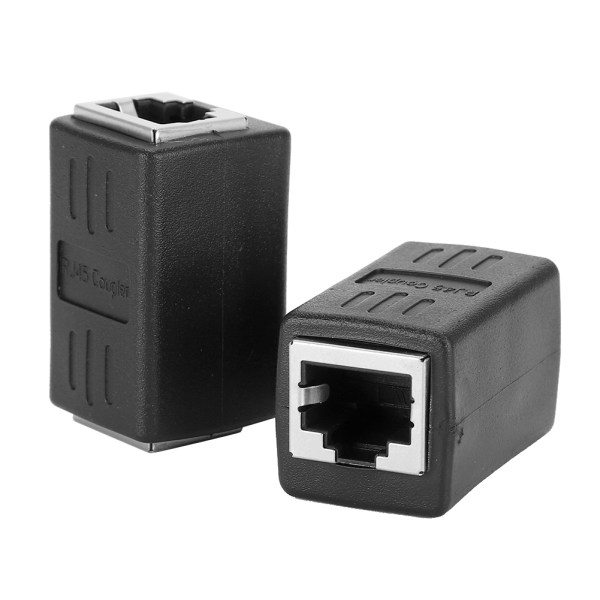 2-stk kabelkobling RJ45 LAN-stik Integreret type hun til hun-adapter til Cat7 / Cat6 / Cat5e