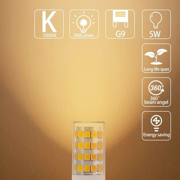 G9 LED-pære - 5W - Varm hvid - 3000K - 10-pak
