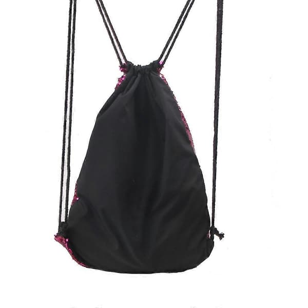 Glitter Drawstring Bag Sequin Bag for Shopping Travel Rose Red Silver