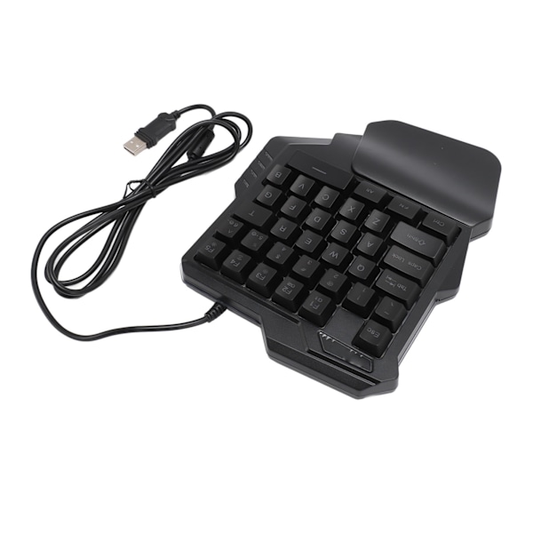 Enhands Speltangentbord med 7-färgad RGB-bakgrundsbelysning Ergonomiskt 35 Tangenter Bärbart Mini Speltangentbord med Handledsstöd för PC-spelare
