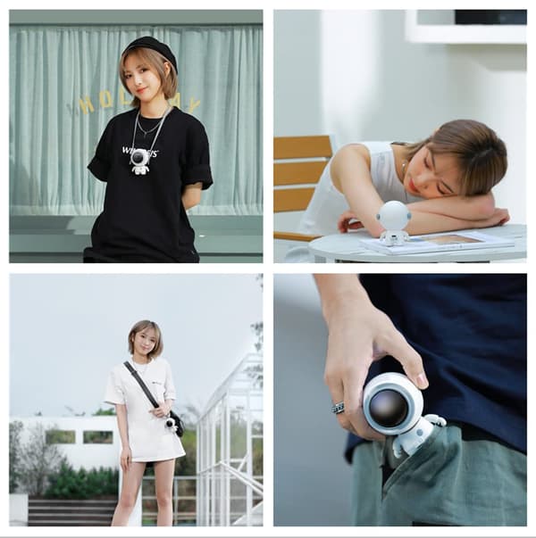 Astronaut håndholdt ventilator, 3 hastigheder, USB genopladelig, til børn/voksne, hvid White