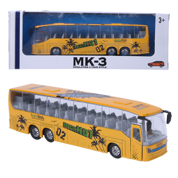 1:50 Simulaatio Transit Bus Model Lelu Leoy Back Bus Lelu valolla ja musiikilla lapsille (keltainen)