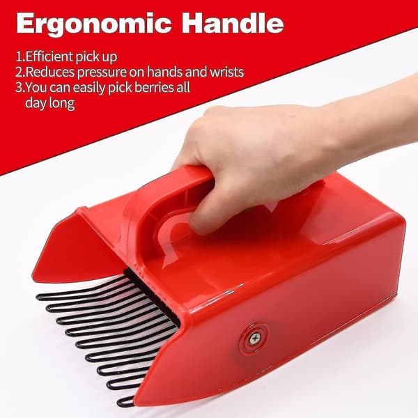 Berry picker with metal comb and ergonomic handle for easier berry picking