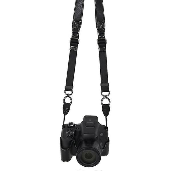 For Canon SX70 HS Camera Case with Shoulder Strap Large Cutout Litchi Texture PU Protective Cover -