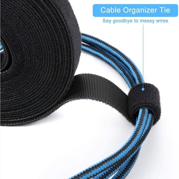 Selvklæbende velcro til kabelstyring 10 m / 2 cm Sort